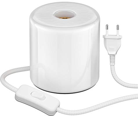 ledscom.de Tischlampe TIPO, Schalter, Porzellan, weiß, 1x E27 max. 300W