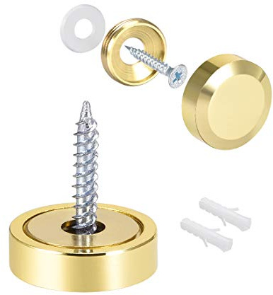 sourcing map 8 Stk Spiegel Schrauben Dekorative Kappen Gold Poliert 20mm | Abdeckung Nägel