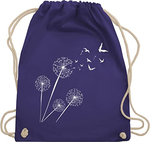 Shirtracer Turnbeutel Rucksack - Sprüche Statement - Pusteblume Löwenzahn - Unisize - Lila - beutel mama mit aufschrift vögel stoffbeutel sportbeutel aus stoff bedruckt statements blume beuteltasche