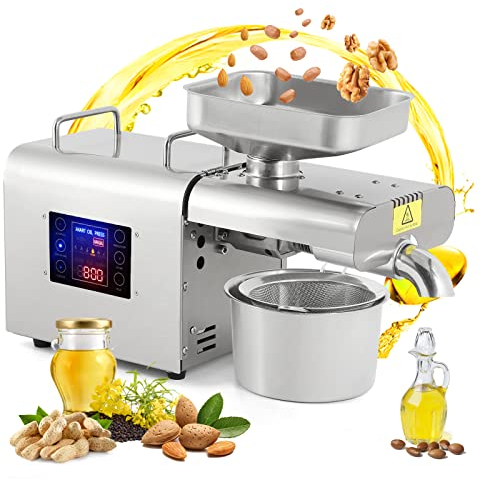 CGOLDENWALL Pressa dell'olio Pressa Olio Presser Olio Caldo Freddo Estrattore Espulsore Pannello di Controllo Intelligente/Touch Screen LCD/Acciaio inossidabile per uso alimentare/Cuscinetto di spinta