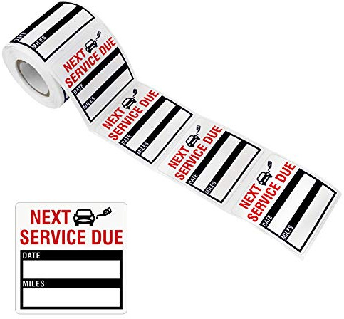 150 PCS Changement d’huile Entretien automatique Service Due Rappel Étiquettes autocollants en rouleau avec ligne de perforation (Chaque mesure 5 x 5 cm, noir)
