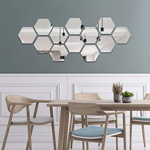 decalmile Wandsticker 3D Spiegelfliesen Wandtattoo Spiegel | Abziehbare und Aufklebbare Wandaufkleber, DIY Abnehmbare Wandkunst Abziehbilder, Wandfreundlich, Leuchtenden Farben