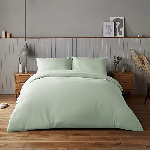 Silentnight Supersoft Duvet Set - Cosy & Comfortable Delicate Touch - Luxurious Easy Care Microfibre with Button Fastening - Stylish & Modern Duvet Quilt Cover + Pillowcase Bed Set, Single, Sage Green