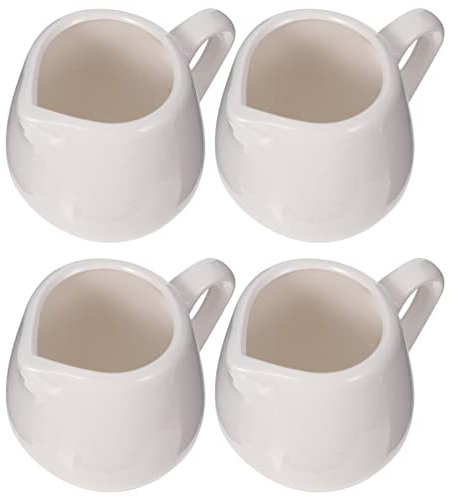 HEMOTON 4 Stücke Keramik Sauciere Löffel Milchkännchen Porzellan Kaffeetasse Schälchen Soßenkanne Milchkanne Saucenkanne Ölspender Dip Schalen Saucen Schüssel Milch Kanne für Essig Öl Spender
