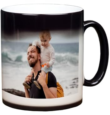 personalisierte Zaubertasse mit Foto | 330 ml Zaubertasse gestalten | Farbwechseltasse: Foto wird durch Heißgetränk sichtbar | Magic Mug aus Keramik (Foto, innen weiß)
