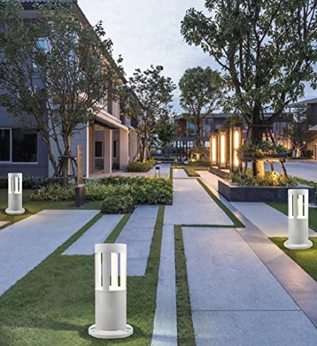 Partenopea® Lampione a led lampioncino lampada illuminazione da esterno 15w palo da giardino prato pavimento per sentieri vialetti moderno (Bianco 30 cm, Luce naturale 4000K)