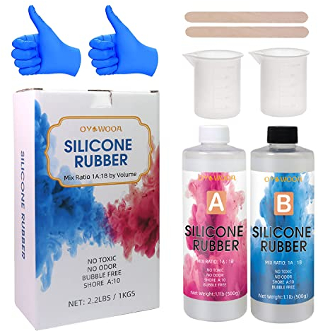 Caucho de silicona líquida，1000 ml 1:1 molde de silicona translúcido Kit para fabricación de joyas, artesanía, decoración de moldes, fabricación de moldes de resina DIY moldes(35,2 oz)