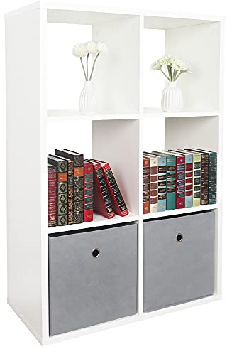 RICOO Standregal WM079-WM weiß 107x73x33 cm aus Holz Bücher- & Wandregal für Büro oder Wohnzimmer schmales Aufbewahrungsregal modern