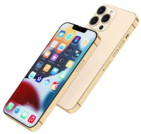 Perusha Without Logo Non-working Phone Dummy Display Model Pretend Phone toy for Phone 13 Pro Max 13 mini (6.7 inches, Gold Colorscreen)