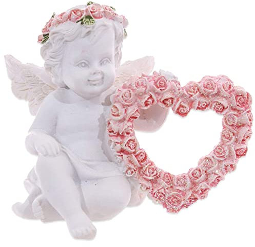 mtb more energy Deko Engelchen ''Rose Heart Angel'' - Engel Schutzengel Engelsfigur - Höhe 6cm - Dekoration Aufsteller Babyengel