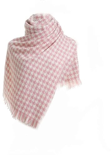 DNLKWGO Damen und Herren Winter Warm Schal Hahnentritt Stil Imitation Kaschmir Schal Schals und Wraps, Pink, Einheitsgröße