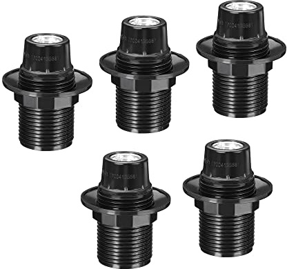 PATIKIL 5 Paquete E14 Bombilla Soporte Luz Zócalo Bombilla Lámpara Negro | Soporte, Tornillo Totalmente Rosca, LED, para Colgantes Luces
