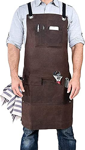 AKSHVA Arbeitsschürze Holzbearbeitung Werkzeugschürze for Männer mit Taschen, Tischlerschürze aus gewachstem Segeltuch, robuste Tischlerschürze aus Segeltuch (Color : A)
