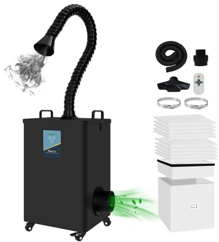 FumeClear FC-2002A Laser Fume Extractor for 260m³/h Strong Suction, Low-Noise with 12 Filters Solder Fume Extractor for S1, D1 Pro 10W to 40W Laser Engraver Soldering Smoke Extractor