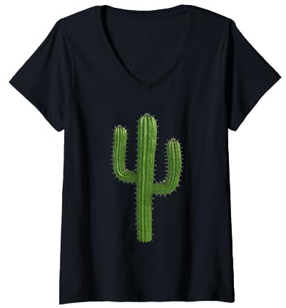Retro Saguaro Sunset Funny Cactus Opuntia Cactaceae Lovers V-Neck T-Shirt