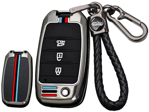 ontto Klapp Schlüsselhülle Autoschlüssel Hülle Schutzhülle Passt für Kia Rio QL Sportage Ceed Cerato Sorento Optima K2 K3 K4 K5 Fernbedienung Metall Schlüsselgehäuse Schlüsselanhänger 3 Tasten-Schwarz
