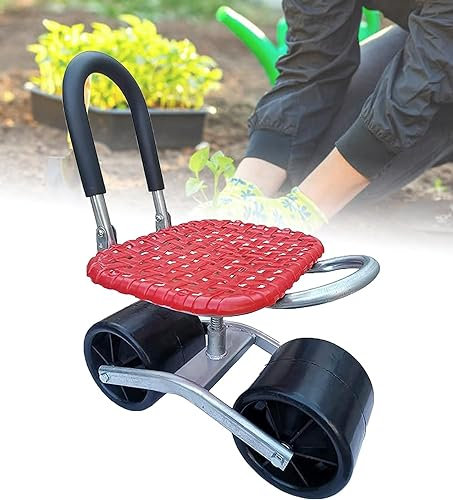 HACSYP Rolling garden seat, 360 Swivel Seat with Adjustable Height, Garden Kneeling Pad Rolling Work Seat, Cart Gardening Stool on Wheels