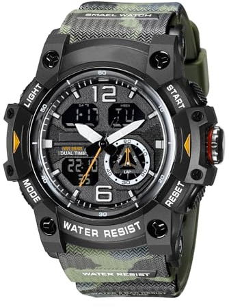 Militär Uhr Herren Digital Armbanduhr Digitaluhr Herrenuhren Tactical Watch Military Stoppuhr Sport Outdoor Chronograph Herren Wecker Vibration Jungen Sportuhr Männer 5 ATM Wasserdicht Schwarz Grün