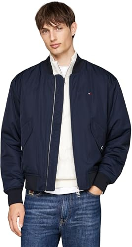 Tommy Hilfiger Uomo Giacca Bomber Authentic Bomber con Zip, Blu (Desert Sky), XL