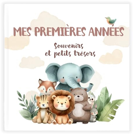 HuBorns - Livre de Naissance Bébé pour Coller des Photos et Écrire avec plus de 50 Pages et Autocollants, Album Photo Bebe de Première Année jusqu'à ses 5, Idéal comme Cadeau Naissance Fille et Garçon