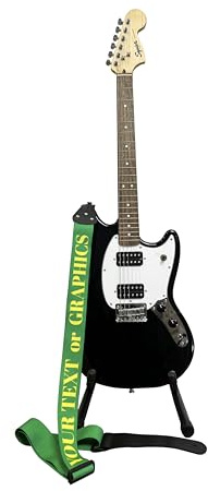 Pictogogo Premium Personalisierter Gitarrengurt – Wählen Sie Text oder Grafik, Farbe & Schriftart, 100% EU-Herstellung, Recyceltes Leder & Plektrumhalter. Bedruckter Gitarrengurt