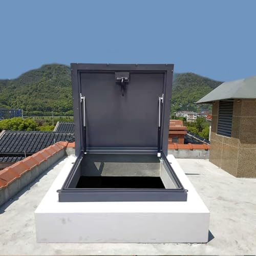 Roof Hatch Steel Anti-Theft Door Skylight Roof Skylight Roof Maintenance Hatch Roof Maintenance Hatch Cover Galvanized Powder Coated Steel Roof Hatch Deck Installation Roof Window (21.65in)