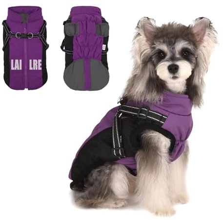 Lairle Hundemantel Hundejacke Hund Wintermantel wasserdichte Hundemantel Hundegeschirr Mantel Kleiner Hundemantel Winter Hundemantel mit Geschirr für kleine mittlere große Hunde