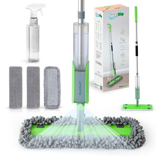Nest Zest Spray Mop - Mops for cleaning floors | Spray mop with washable pads | Floor mop for hard floors, laminate, tile, wood, lvt, karndean. 3 washable and reusable microbre pads, Wet & dry use.