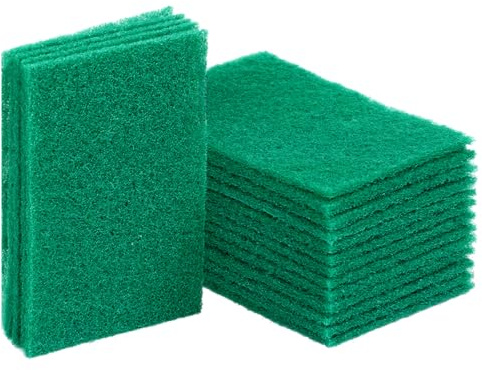 20 Pack Scouring Pads, Reusable Green Kitchen Scourer Pad Non Scratch Abrasive Household Washing Up Dish Scrubber Sponges for Cleaning Kitchen Utensils Dishes Pots Pan Water Sink (14.8 * 10 * 0.6 cm)