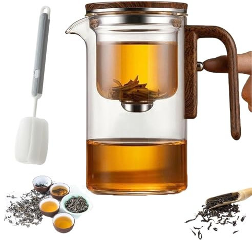 Enchanti Tetera Mágica de Brujería con Infusor y Colador - Tetera de Vidrio Transparente (520ml) - Incluye Cepillo para Taza