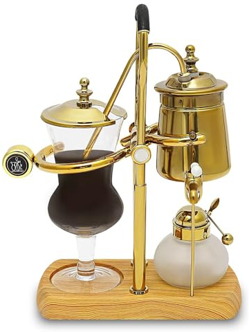 DS&DV - Cafetera de sifón de lujo vintage de Bélgica, equilibrio familiar, color oro, para acampar y bar de viaje (cafetera de oro)