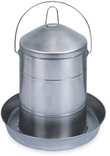 Agrarzone Hühnertränke Edelstahl 12 Liter - rostfrei & leicht zu reinigen - Geflügeltränke für Hühner, Küken & Vogeltränke - hängende Wassertränke Hühner Tränke