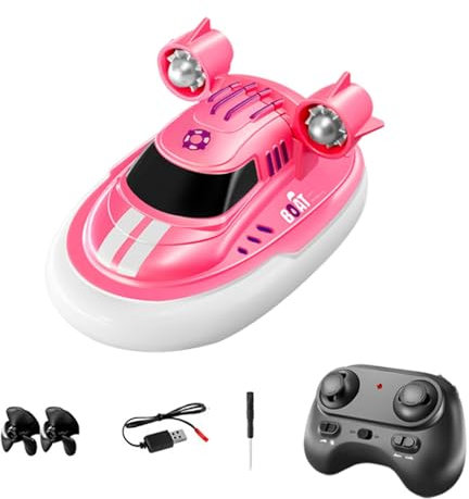 Harilla 1/32 Mini-RC-Boot, ferngesteuertes Boot, Geschwindigkeitseinstellung, Mini, 2,4 GHz, Spiel-Wasserspielzeug, Badewannen-Spielzeugboote für Jungen, Rosa