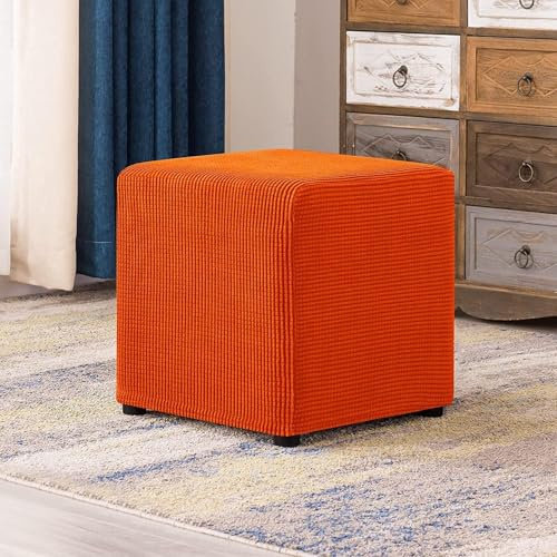 SDNAM Hockerbezug Fußhocker Quadratisch 40x40/50x50 Stretch Ottoman Cover Ottomane Schonbezug Hocker Hussen für Fußhocker Stretch Ottomane Abdeckung Hocker Protector Hockerabdeckung(O,50x50cm)
