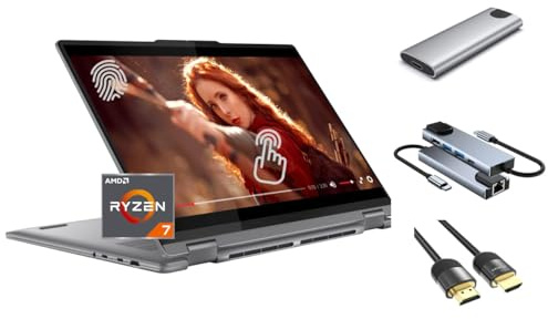 Lenovo Yoga 7 2-in-1 16 2K Touch Laptop, AMD Ryzen 7 8840HS AI CPU (beats Ultra 7-150U), 16GB RAM, 1TB SSD + 256GB Portable SSD, Backlit, 3-in-1 External Storage Bundle, US Version KB, Win 11