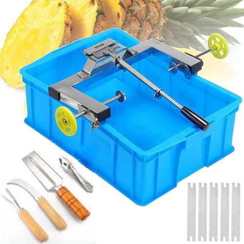 LHQYA Machine Éplucher Les Ananas, Coupe-Ananas en Acier Inoxydable avec 5 Lames, Levier Gauche Et Droit Réglable/Pas Gaspillage Pulpe, Ce Qui La Rend Parfaite pour Les Cadres en Plastique 30 À 37cm