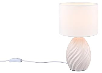 lightling Tischlampe Melina, mit Schnurschalter, Korpus aus Keramik, Stoffschirm in weiß, IP20 Indoor, exkl. 1 x E14 max. 40W, weiß matt