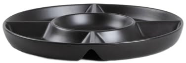 HOMLA Nelson Plateau de service rond en porcelaine Noir mat 33 cm Passe au lave-vaisselle et au micro-ondes