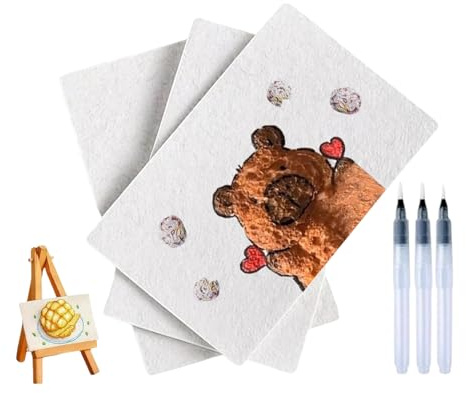 10 pezzi carta magia per pittura gonfia, spugna magia per disegno 3D con pennello ad acqua, kit per pittura con texture di popcorn gonfi, penne per disegno a bolle fai da te, forniture artistiche