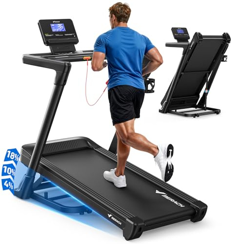 MERACH Heavy Duty Treadmill with 18% Auto Incline, 1-14km/h Folding Treadmill for Home - 350LBS High Weight Capacity, 3.5HP Motor, Ultra Quiet Shock Absorption with LCD Display & Heart Rate Detection