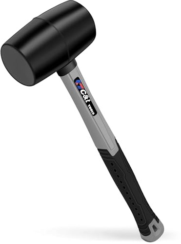 C&T Gummihammer Schwarz 680 g D=60 mm – Mit Rutschfestem Softgriff Aus Glasfaser Und Ergonomischem Design Geeignet Für Die Verwendung Auf Fliesen Und Möbeln Ohne Spuren Zu Hinterlassen.