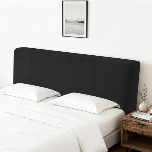 MeYuxg Säng sänggavel överdrag 180 cm, stretchigt tvättbart stretchskydd, dammtätt sängskydd 180, avtagbart skydd för resårsäng 180 x 200 (svart)