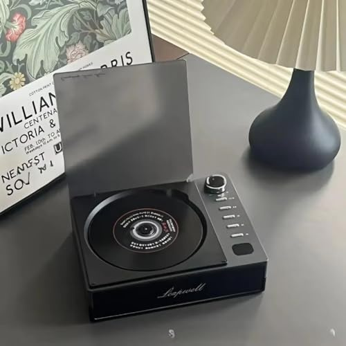 Reproductor de CD Bluetooth Retro para el hogar, Soporte de Medios Digitales MP3 inalámbrico y USB/SD, Radio FM, Conector para Auriculares, Reproductor de CD portátil con Pantalla,Black