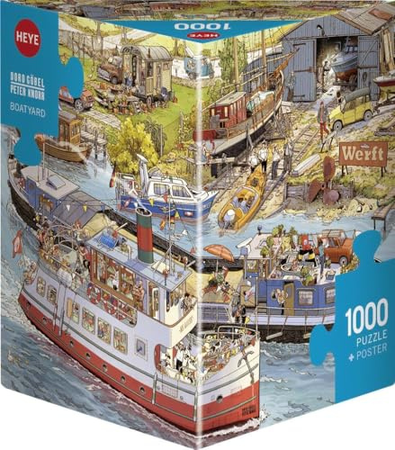 BOATYARD, HEYE Puzzle von Doro Göbel & Peter Knorr: Puzzle 1000 Teile, Dreieck Puzzles, Fördert Konzentration, IQ Puzzle Spiele, Perfekt für die Puzzlematte, Gelegte Größe: 50 x 70 cm