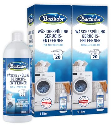 Bactador Hygienespüler Wäsche 2 x 1L- Wäschespülung Geruchsentferner - Mikrobiologischer Enzymreiniger & Geruchsentferner Wäsche - Hygiene Waschmittel für alle Textilien - Geruchsneutralisierer