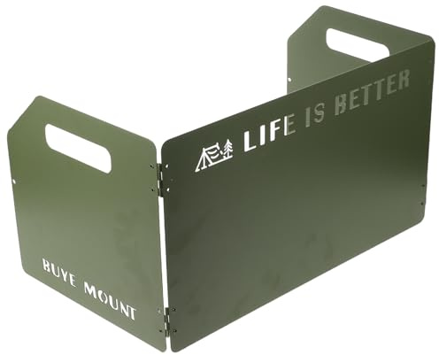 DECOMELODY Parabrezza Pieghevole per Fornelli da Campeggio 3 Pannelli Militare Verde con Borsa, Paravento Antivento Leggero per Stufa da Esterno, Cucina Outdoor Trekking Picnic Escursionismo
