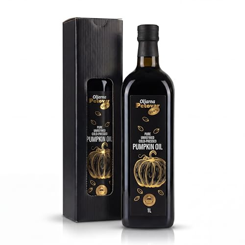 Petovar Premium Pumpkin Seed Oil 500ml – 100% Pure Unrefined Cold-Pressed Pumpkin Oil | Rich in Vitamin E | Ideal for Salads, Dressings & Cold Dishes