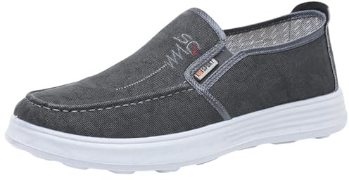 Tygskor herr sommar lätta – fritidsskor herr utan snörning, kanvasskor platta promenadskor, halkfria vandringsskor, tjocka sulor, slip-skor utan snörning, halvskor, mysiga sneakers