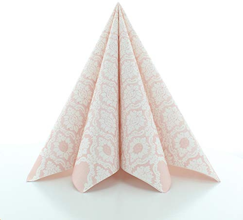 Sovie HORECA Airlaid Serviette MANDY in ALTROSA – 40 x 40 cm, 1/4 Falz, 50 Stück – Ornament-Blütendesign – hochwertige Einwegservietten in stoffähnlicher Qualität für Gastronomie & Feste