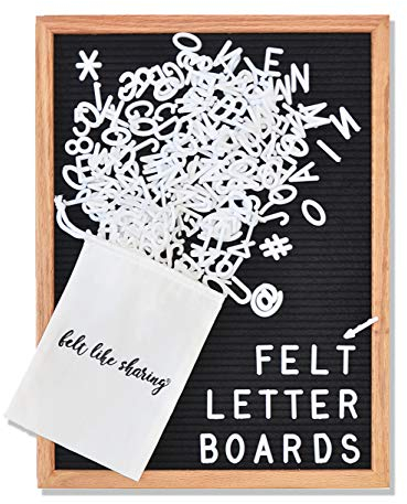 Felt Like Sharing Letter Board (Black Felt - 12”x16”) – Changeable Message Board with 3 Sets of Felt Board Letters for Home, Office & Aesthetic Room Decor – Wall Letterboard Signs In Oak Frame